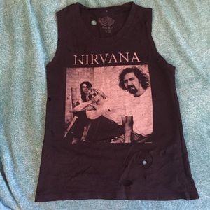 Distressed Nirvana band tee/ muscle top